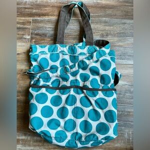 Thirty-One Retro Metro Foldover Crossbody Shoulder Bag Tote in Teal Mod Dot